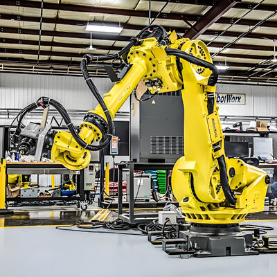 Sel pemotong laser FANUC dengan loading / unloading otomatis dan meja putar untuk produksi massal benda kerja logam 3D di industri otomotif