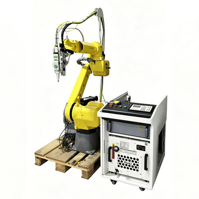 Robot pemotong laser FANUC yang hemat biaya dengan lengan articulated 6-axis dan laser serat Raycus / IPG untuk pembuatan logam khusus batch kecil